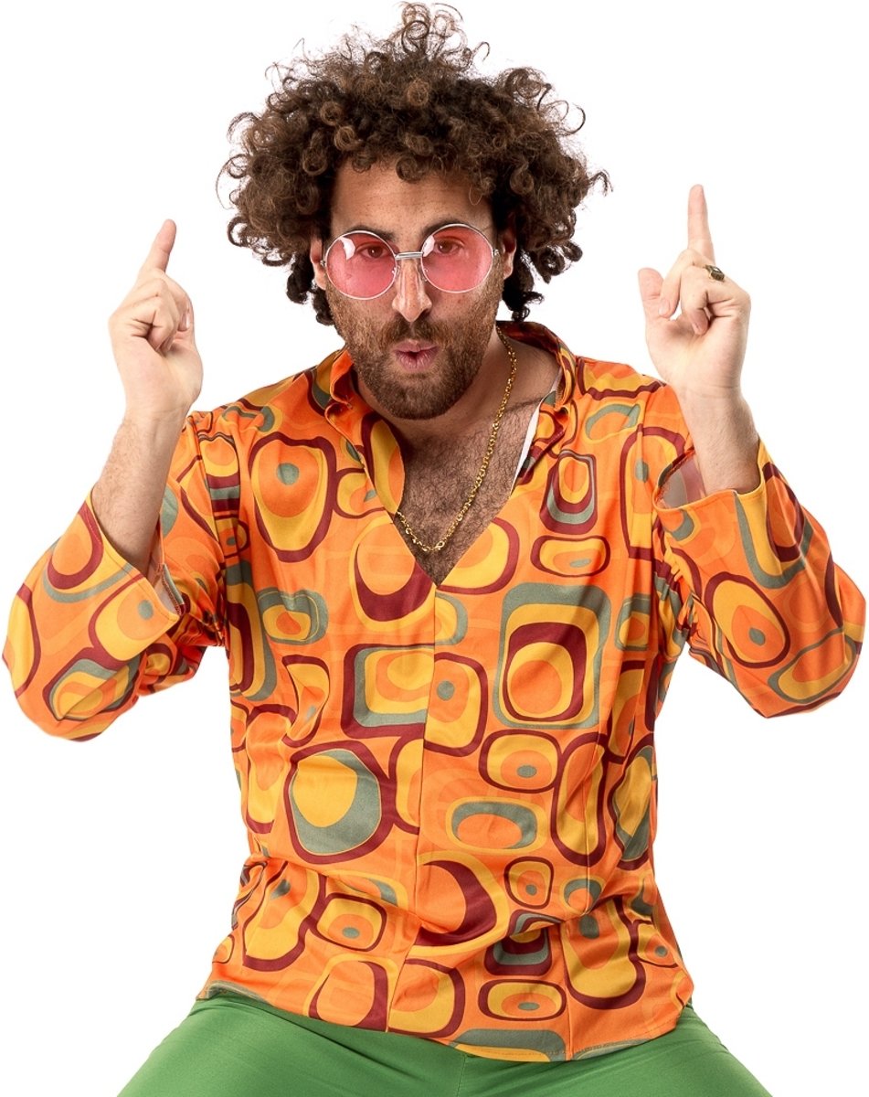 Hippie Kostuum | Jaren 70 Hippie Soul Disco 60s Agent Orange Shirt Man | Extra Small | Carnaval kostuum | Verkleedkleding